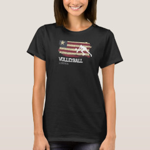 Volleyball Liberia Flag Team Indoor Beach Player T-Shirt