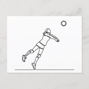 volleyball libero line drawing postcard