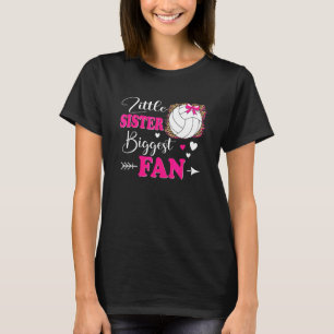 Volleyball Little Sister Biggest Fan Sister Leopar T-Shirt