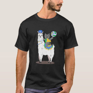 Volleyball Llama Cat Cool Cute Birthday Gift Idea  T-Shirt