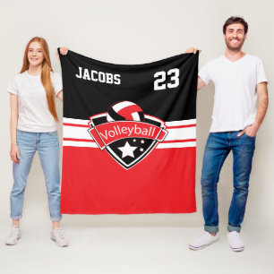 Volleyball Logo in Red, White & Black Fleece Blanket