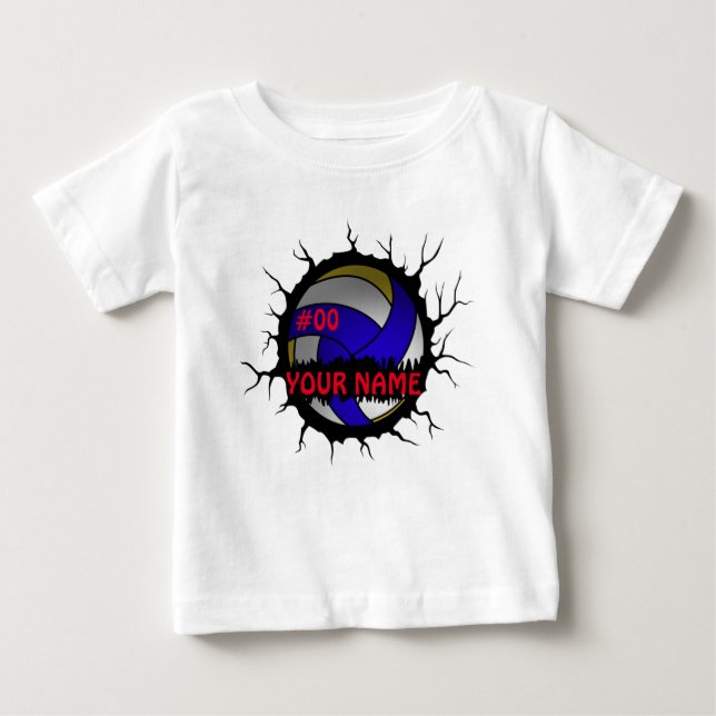Volleyball Logo, Volleyball Custom Name Baby T-Shirt (Front)