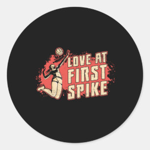 Volleyball Love At First Strike Volleyball Player Classic Round Sticker
