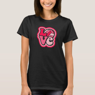 Volleyball Love for Teens & Women Pink & Red Desig T-Shirt