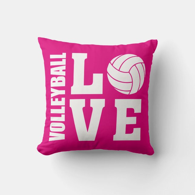 Volleyball Love Pink Cushion (Front)