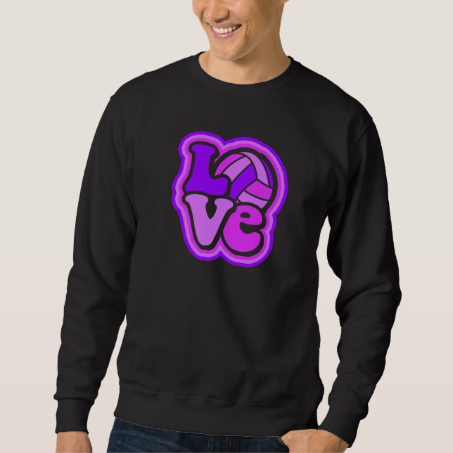 Volleyball Love Purple & Pink for Teens & Women Pr Sweatshirt (Front)