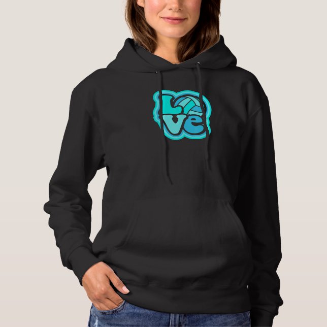 Volleyball Love Turquoise Blue for Teens & Women Hoodie (Front)