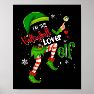 Volleyball Lover Elf Matching Family Group Xmas Pa Poster