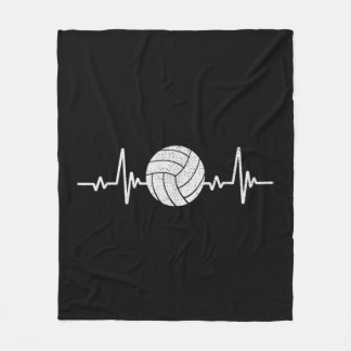 Volleyball Lover Heartbeat Vintage Retro Volleybal Fleece Blanket