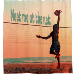 Volleyball Meet me At The Net Shower Curtain