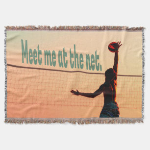 Volleyball Meet me At The Net Throw Blanket