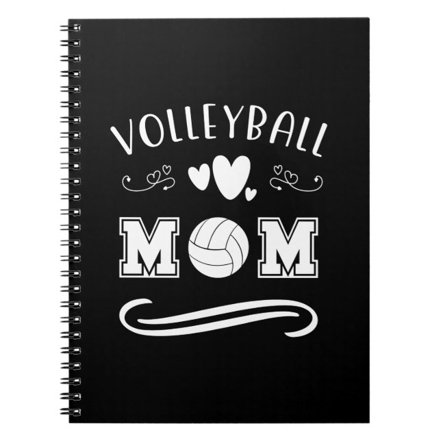 Volleyball Mom Black And White Typgraphy Text Notebook (Front)