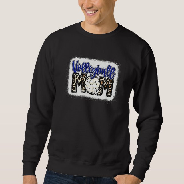 Volleyball Mom Blue Leopard Sweatshirt (Front)