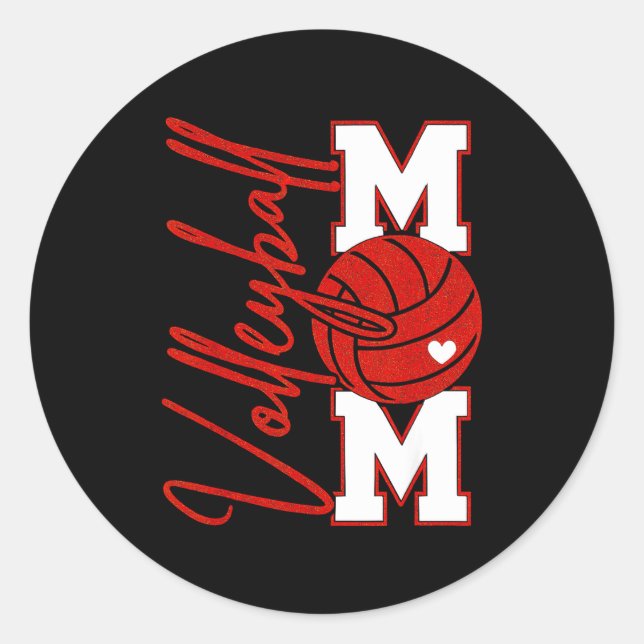 Volleyball Mom Game Day Mama Srts Volleyball Famil Classic Round Sticker (Front)