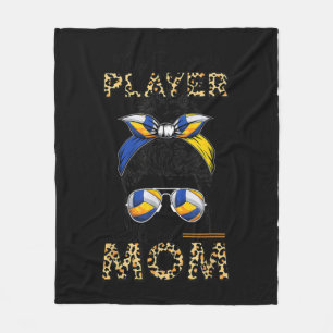 Volleyball Mom Messy Bun Fun Sport Ball Mom Mother Fleece Blanket