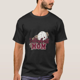 Volleyball Mom Volleyball Maroon Leopard For Mothe T-Shirt