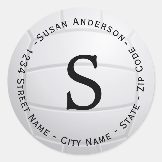 Volleyball Monogram Return Address Label (Front)
