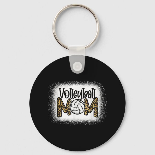 Volleyball Mum Leopard Bleached Fun Mother's Day W Key Ring (Front)