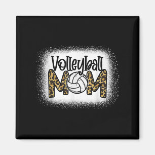 Volleyball Mum Leopard Bleached Fun Mother's Day W Magnet