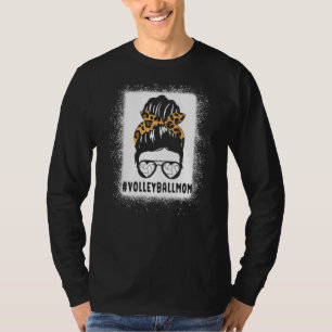 Volleyball Mum Leopard Bleached Team Quote For Wo T-Shirt