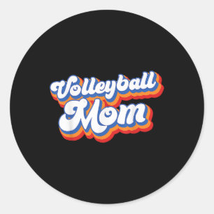 Volleyball Mum Leopard Fun Ball Mum Mother's Day 0 Classic Round Sticker