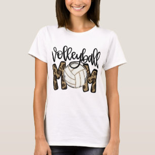 Volleyball Mum Leopard Funny Ball Mum Mother's Day T-Shirt