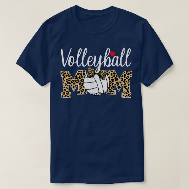 Volleyball Mum Leopard Funny Ball Mum Mothers Day  T-Shirt (Design Front)