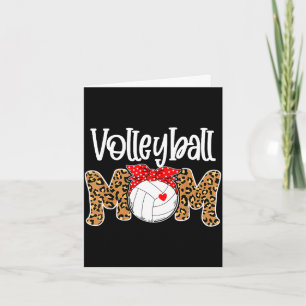 Volleyball mum leopard messy bun game day funny card