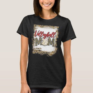 Volleyball Mum Leopard Sport Ball Mum Mother's Da T-Shirt