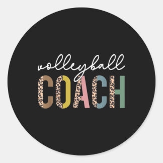 Volleyball Mum Leopard Volleyball Coach Team Gift  Classic Round Sticker