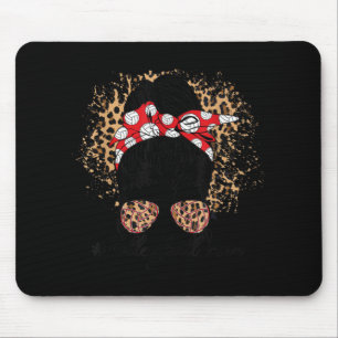 Volleyball Mum Messy Bun Leopard Mother's Day Moth Mouse Pad