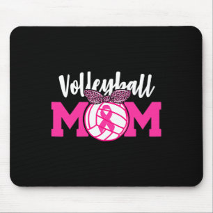 Volleyball Mum Pink Ribbon Breast Cancer Awareness Mouse Pad