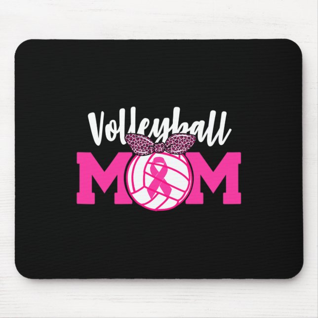 Volleyball Mum Pink Ribbon Breast Cancer Awareness Mouse Pad (Front)