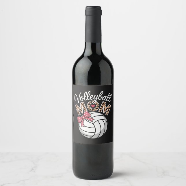 Volleyball Mum Wine Label (Front)