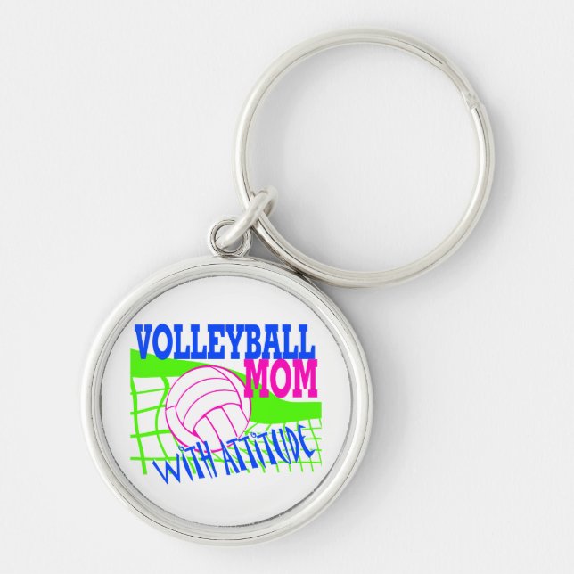 Volleyball Mum With Attitude Key Ring (Front)