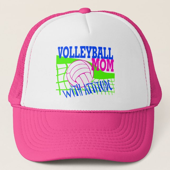 Volleyball Mum With Attitude Trucker Hat (Front)