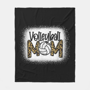 Volleyball Mum Women Leopard Cute Bleached Fun Mot Fleece Blanket