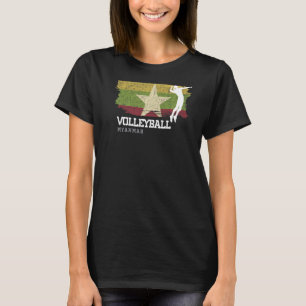Volleyball Myanmar Flag Girls Volleyball Women T-Shirt