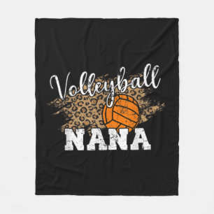 Volleyball Nana Leopard Fun Volleyball Nana Fleece Blanket