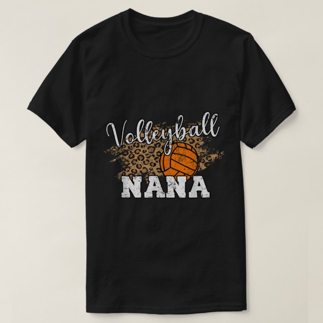 Volleyball Nana Leopard Fun Volleyball Nana  T-Shirt (Design Front)