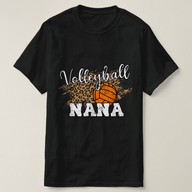 Volleyball Nana Leopard Fun Volleyball Nana  T-Shirt (Design Front)