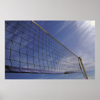 Volleyball Net Against Blue Cloudy Sky Poster