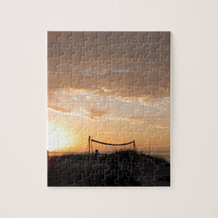 Volleyball Net Sunset Beach Jigsaw Puzzle