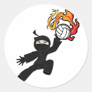 Volleyball Ninja Classic Round Sticker