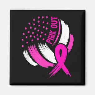 Volleyball nk Out Breast Cancer Awareness Ribbon Magnet