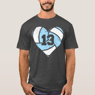 Volleyball Number 13 Jersey Funny Volleyball Heart T-Shirt