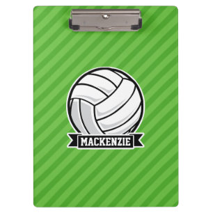 Volleyball on Green Stripes Clipboard
