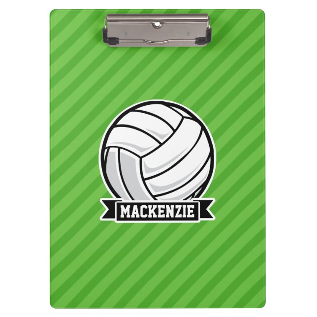 Volleyball on Green Stripes Clipboard (Front)