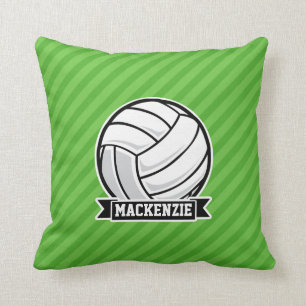 Volleyball on Green Stripes Cushion
