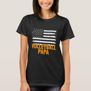 Volleyball Papa American Flag Father's Day Men's T-Shirt